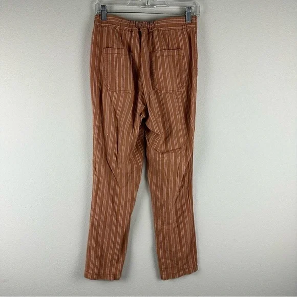 Anthropologie Terracotta Orange Striped Seashore Beach Linen Cotton Pants XS - Picture 3 of 8